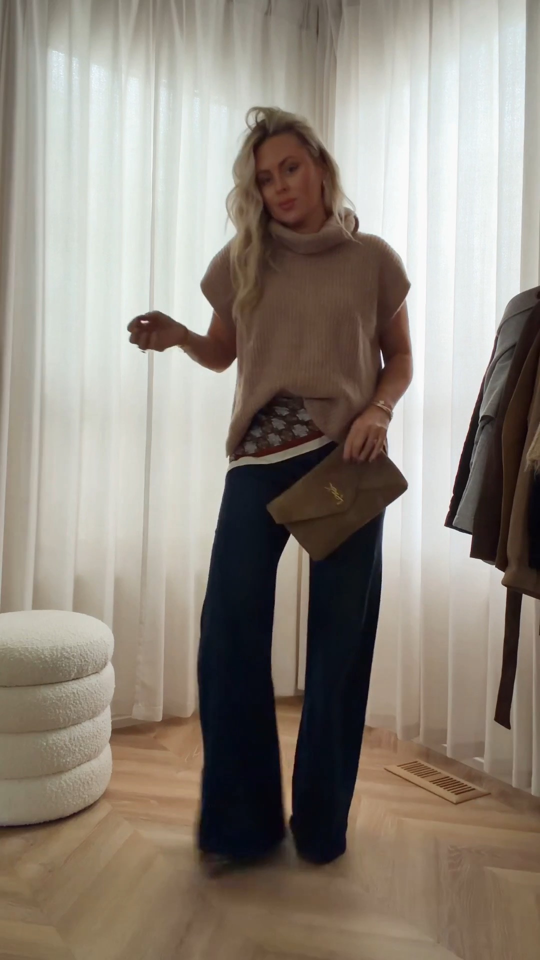The jeans that broke the internet are back in a new wash 👀 but I need to know… are we doing the scarf trend or NO?