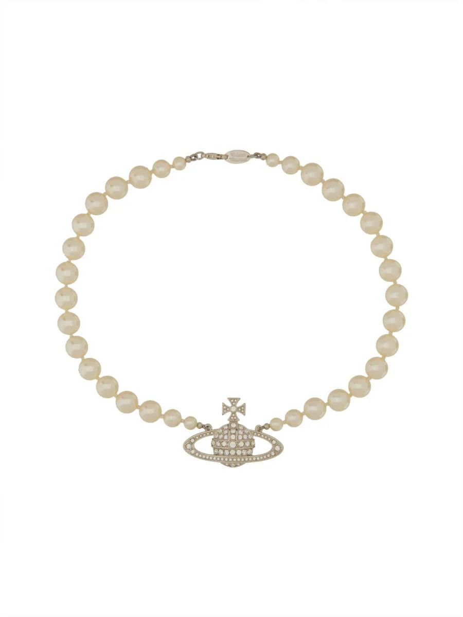 Vivienne Westwood Pearl Choker With Orb Bas-Relief | Baltini