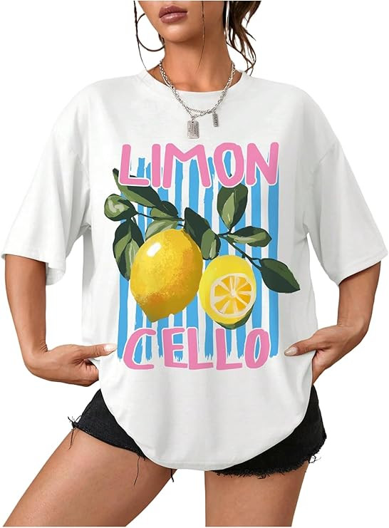 SweatyRocks Women's Summer Letter Graphic Tees Short Sleeve Crew Neck Y2K T Shirts | Amazon (US)