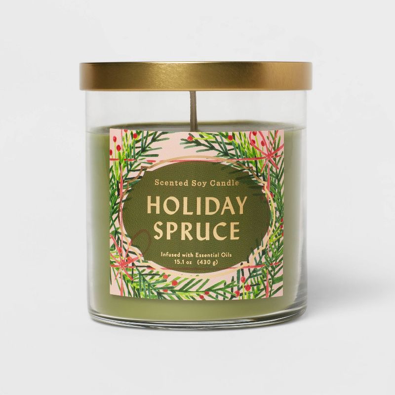 Lidded Glass Jar Holiday Spruce Woodsy Candle - Opalhouse™ | Target