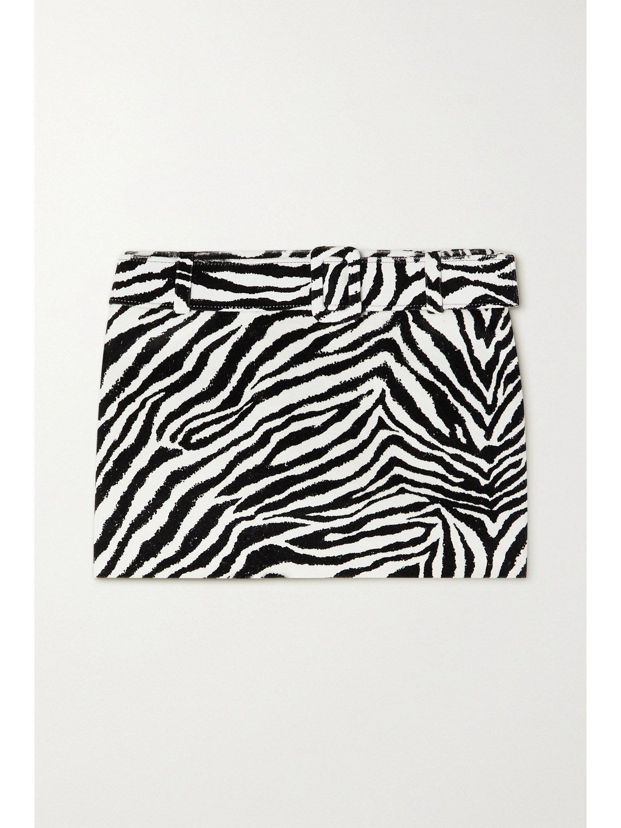 Alessandra Rich - Belted Zebra-print Cotton-velvet Mini Skirt - Black - IT46 | NET-A-PORTER APAC