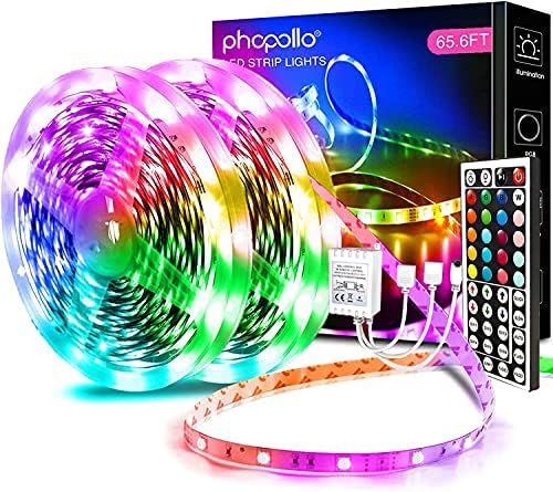 phopollo Led Lights 65.6ft Long Led Strip Lights for Bedroom Color Changing Luces Led para Decora... | Amazon (US)