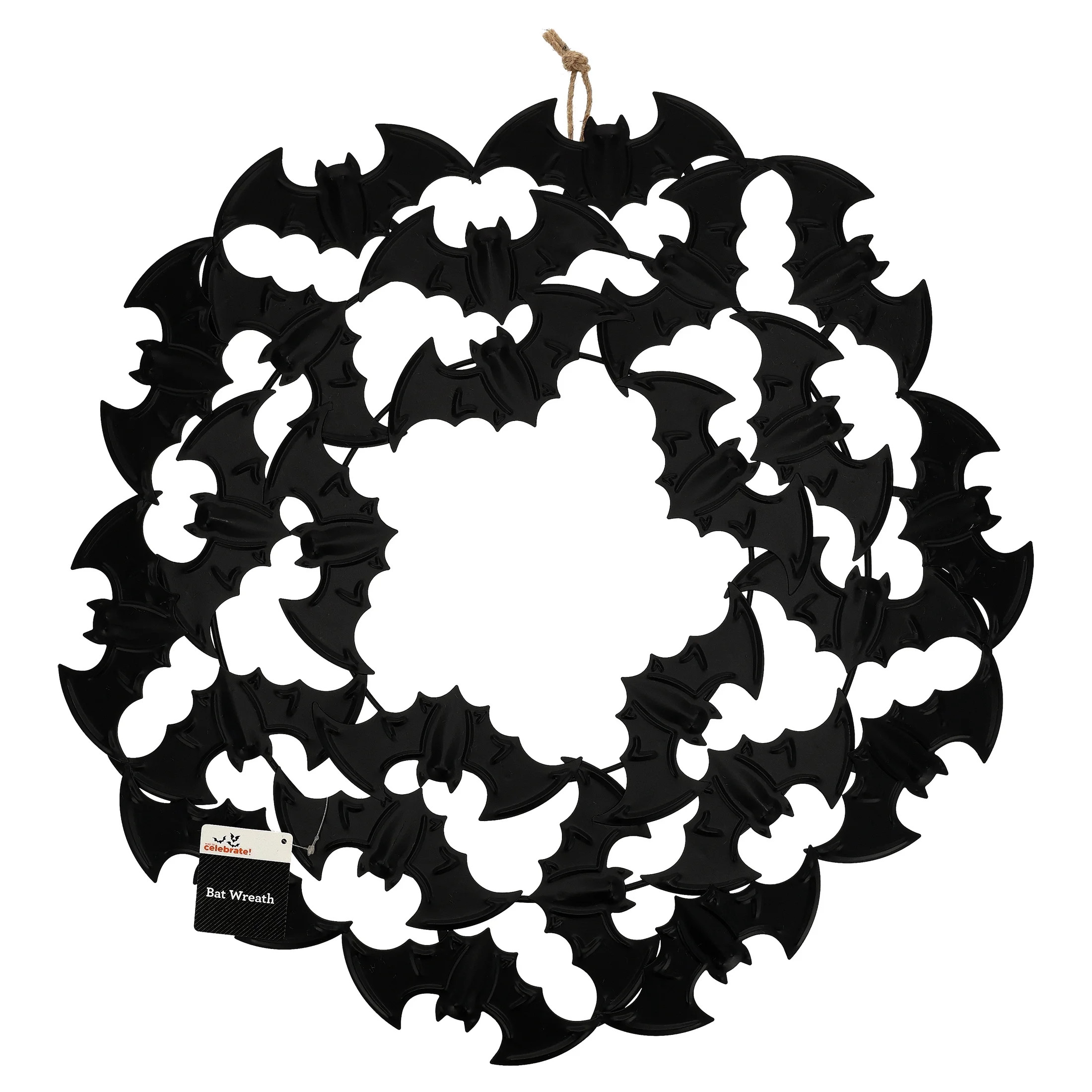 Metal Bat Wreath, Black, 21.5", Halloween by Way To Celebrate - Walmart.com | Walmart (US)