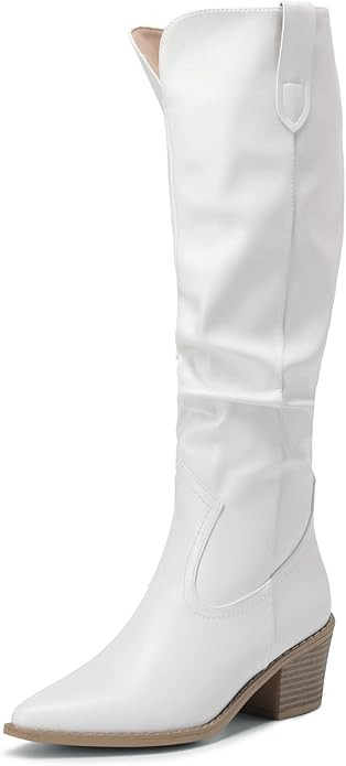 DREAM PAIRS Cowboy Boots For Women, Cowgirl Western Chunky Heels Pointed Toe Side Zip Slouch Knee... | Amazon (US)