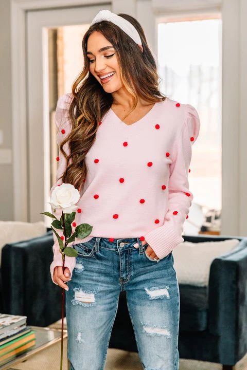 Love Lingers Pink Pompom Sweater | The Mint Julep Boutique