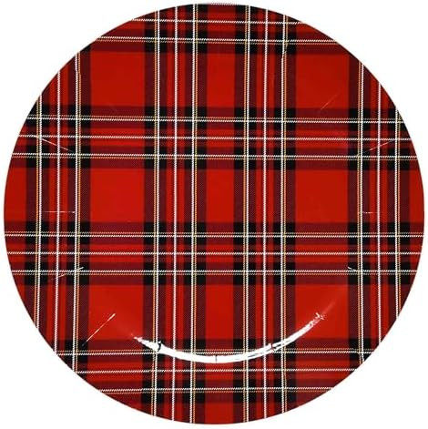 24 Disposable Christmas Buffalo Plaid Round Charger Plates 13" Holiday Dinner Serving Tray Heavy ... | Amazon (US)