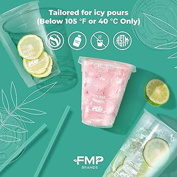 Fit Meal Prep 50 Pack 16 oz Compostable Clear Cups with Flat Lids and Straws, Plant Based Recycla... | Amazon (US)