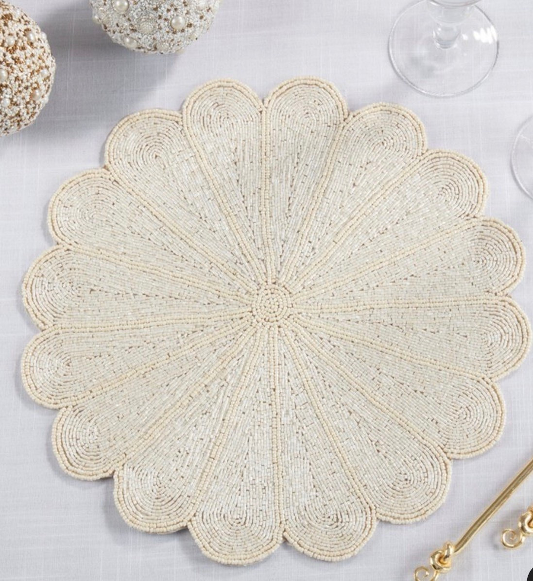 Lifestyle Flower Design Beaded Placemat  Set of 4, Ivory 15” Round

#LTKGiftGuide #LTKHome #LTKHoliday