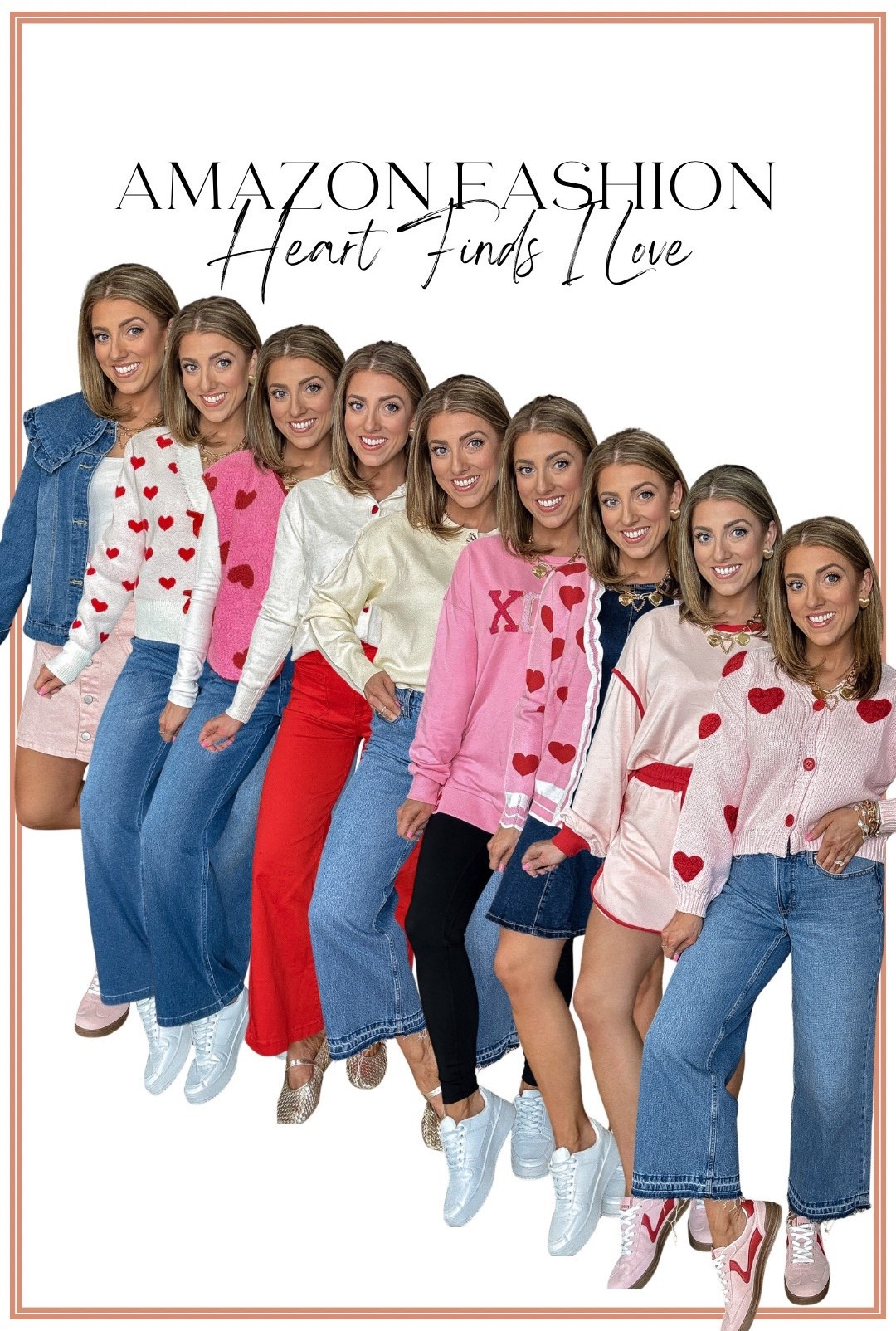 Amazon fashion heart finds I can’t stop wearing ❤️🤍 This Amazon heart haul is full of cute and cozy heart sweaters, cardigans, and casual everyday outfits that are perfect for Valentine’s Day and beyond. These Amazon fashion finds pair so well with classic denim, sneakers, and flats for an effortless look you can wear to school drop-off, errands, casual date nights, or everyday life. I love how these heart-detail pieces feel festive but still totally wearable long after Valentine’s Day.

#amazonfashion #amazonfinds #amazonstyle #heartoutfits #heartsweater #heartcardigan #valentinesoutfits #valentinesdaystyle #valentinesfashion #everydayoutfits #casualstyle #womensfashion #affordablefashion #cozyknits #denimoutfits #schooldropoffstyle #casualchic #winterstyle #springtransition #ltkstyle