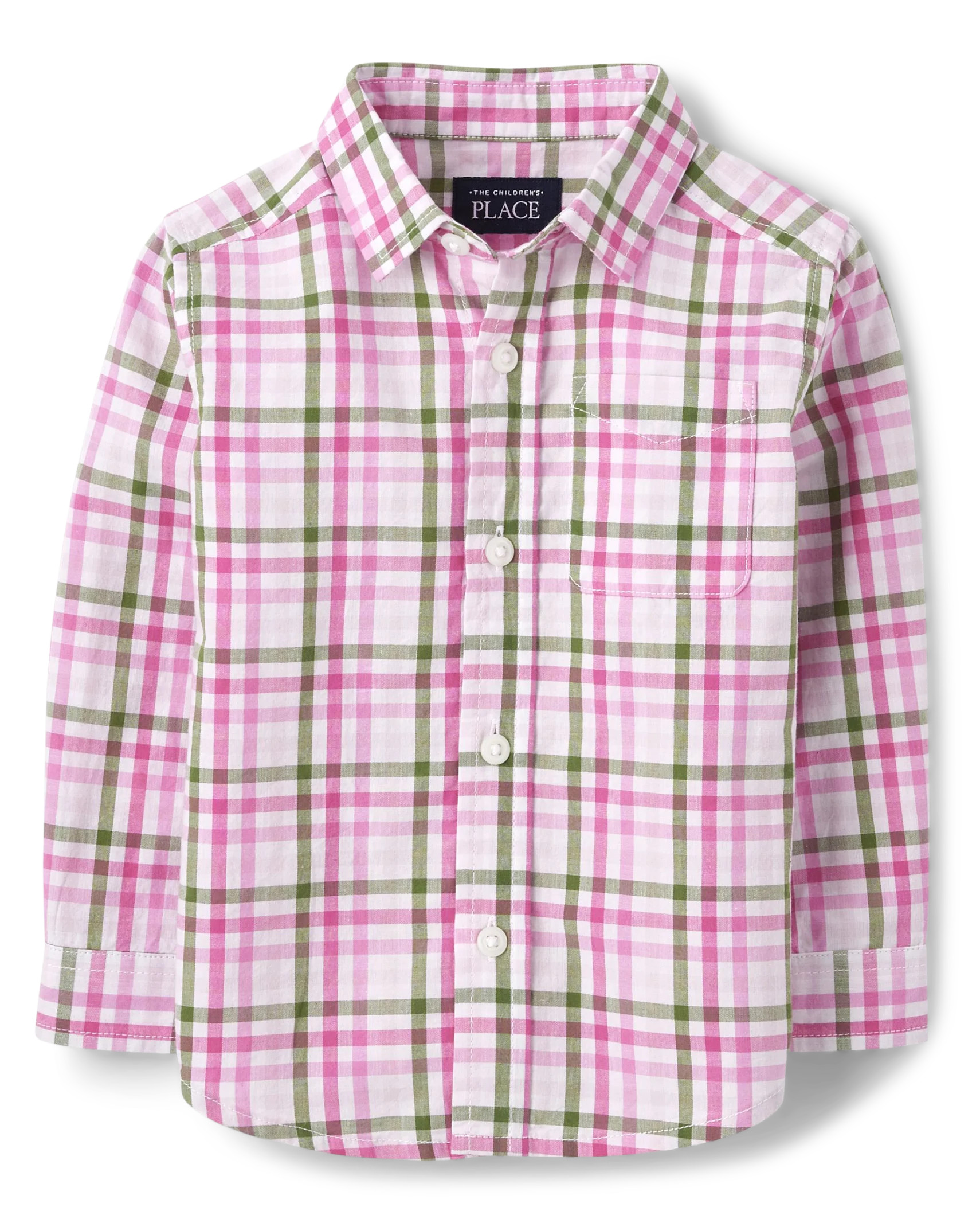Baby And Toddler Boys Dad And Me Gingham Poplin Button Down Shirt - caddy pink | The Children's Place