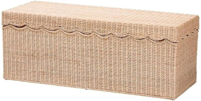 bali & pari Damita Scallop Natural Rattan Chest with Lift-top Lid | Amazon (US)