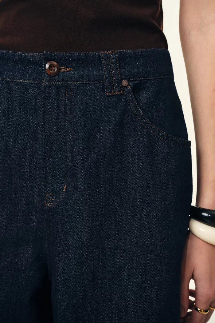Brielle Straight Leg Jeans in Linen Blend Denim | Fabrique