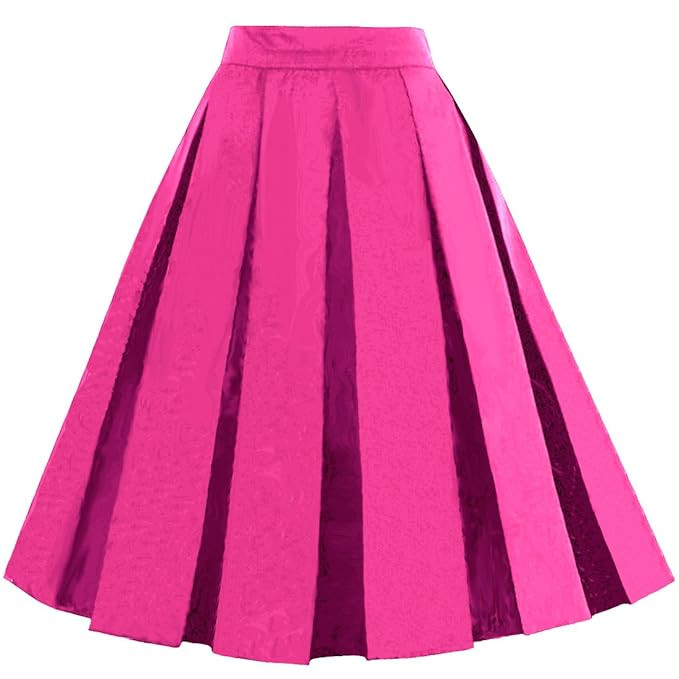 Dressever Women's Vintage A-line Printed Pleated Flared Midi Skirts | Amazon (US)