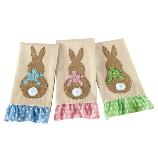 Collections Etc Ruffle Trim Bunny Easter Kitchen Towels - Set of 3 | Walmart (US)