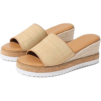 mikarka Slip On Wedge Sandals for Women, Open Toe Resort Platform Sandals Comfortable Beach Sanda... | Amazon (US)