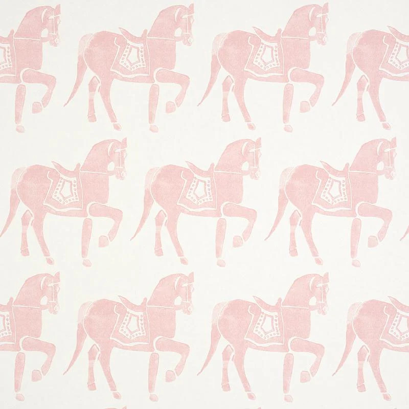 Schumacher Marwari Horse Pink Wallpaper | DecoratorsBest