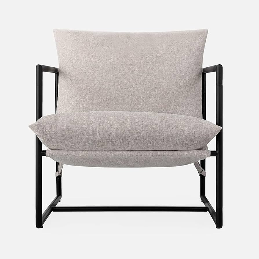 Mid Century Modern Decor Accent Chair,Comfy Lounge Chair Indoor with Cushion&Arm&Iron Frame,Readi... | Amazon (US)
