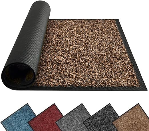 Mibao Dirt Trapper Door Mat for Indoor&Outdoor, 20" x 32", Brown Black,Washable Barrier Mat, Heav... | Amazon (US)