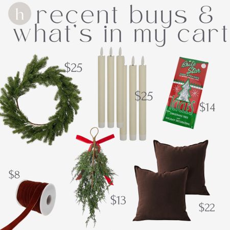 what i just bought/ordered recently! 
this wreath & swag are SO realistic, i’m so impressed with the quality!!! 


christmas decor, holiday decor, holiday ribbon, velvet ribbon, christmas ribbon, faux wreath, battery flameless flickering candles 

#LTKSeasonal #LTKunder50 #LTKhome