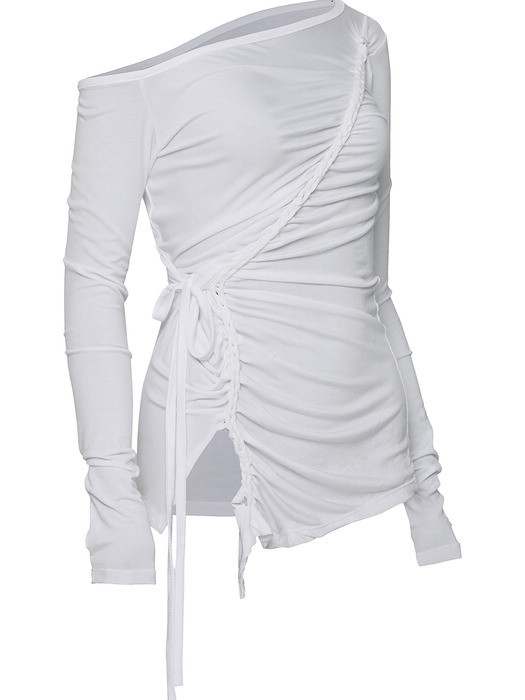 Handmade Twisted One-Shoulder Long Sleeve (FL-117_White) | (주)더블유컨셉코리아/W Concept(KR)