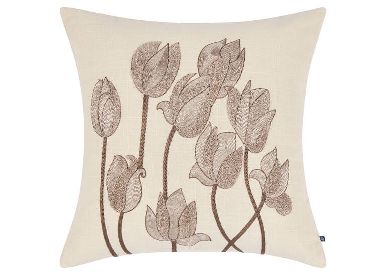 Ramea Cotton Floral Pillow 20x20 Iv/Brn | Urban Barn