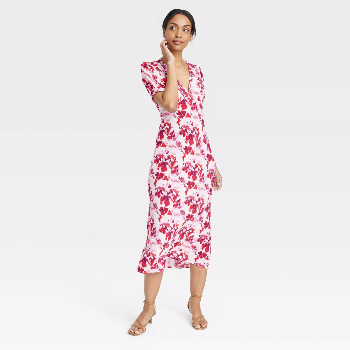 Women's Crepe Puff Short Sleeve Midi Dress - A New Day™ | Target