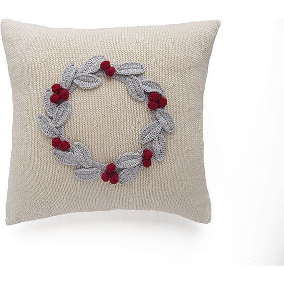 Grey Wreath with Berries Pillow - Melange Collection Decorative Pillows & Throws | Maisonette | Maisonette