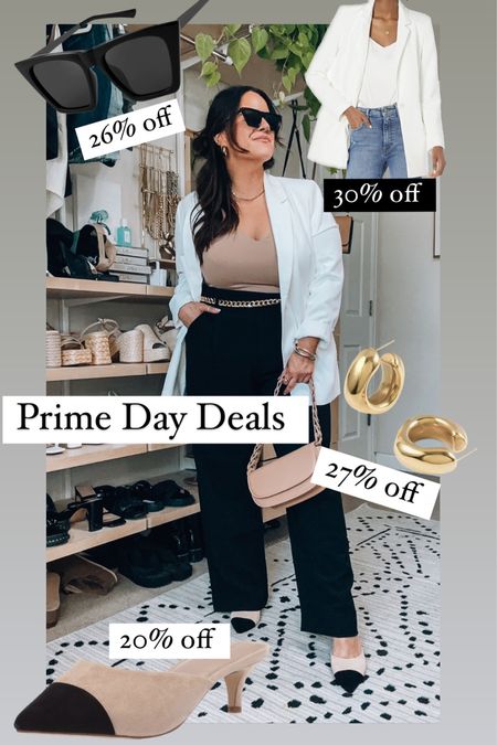 Amazon prime day fashion deals! 
My blazer is an xl 
I have these sunglasses in multiple colors 
Chunky gold hoops 
Kitten heel pumps tts 


#LTKcurves #LTKFind #LTKxPrimeDay