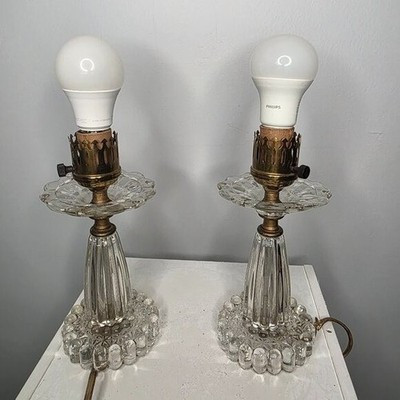 Vintage Boudoir Set of Two Clear Glass Table Lamps | eBay US