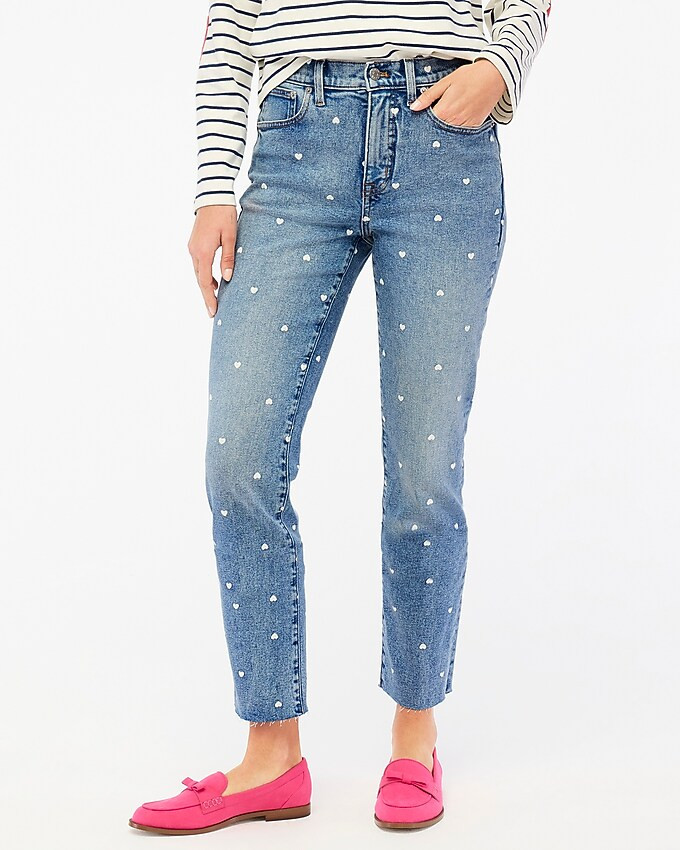 Heart-print essential straight jean in all-day stretch | J.Crew Factory