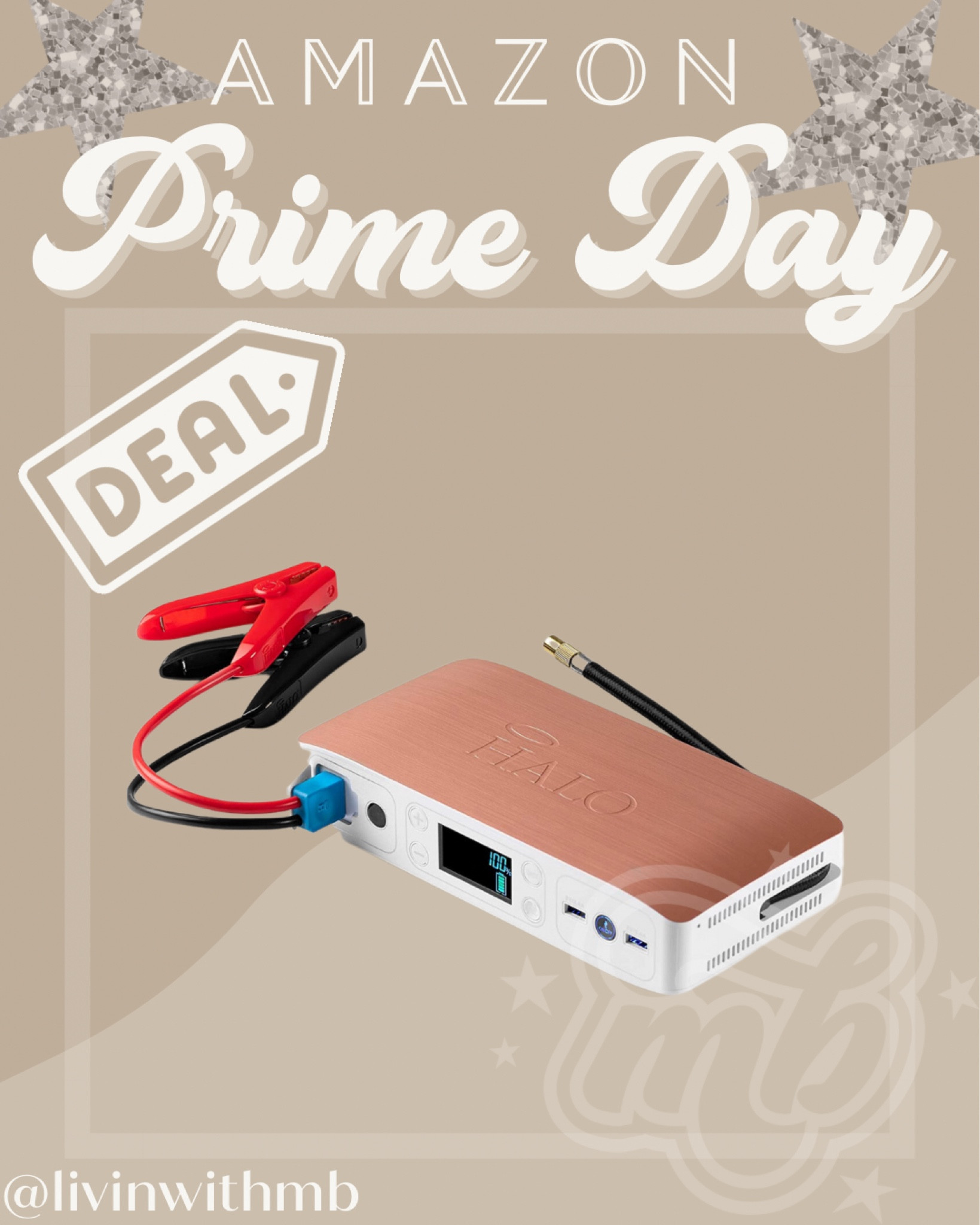 Portable emergency power kit with tire pump & jumper cables on Prime Deal!

#LTKxPrimeDay #LTKsalealert #LTKtravel