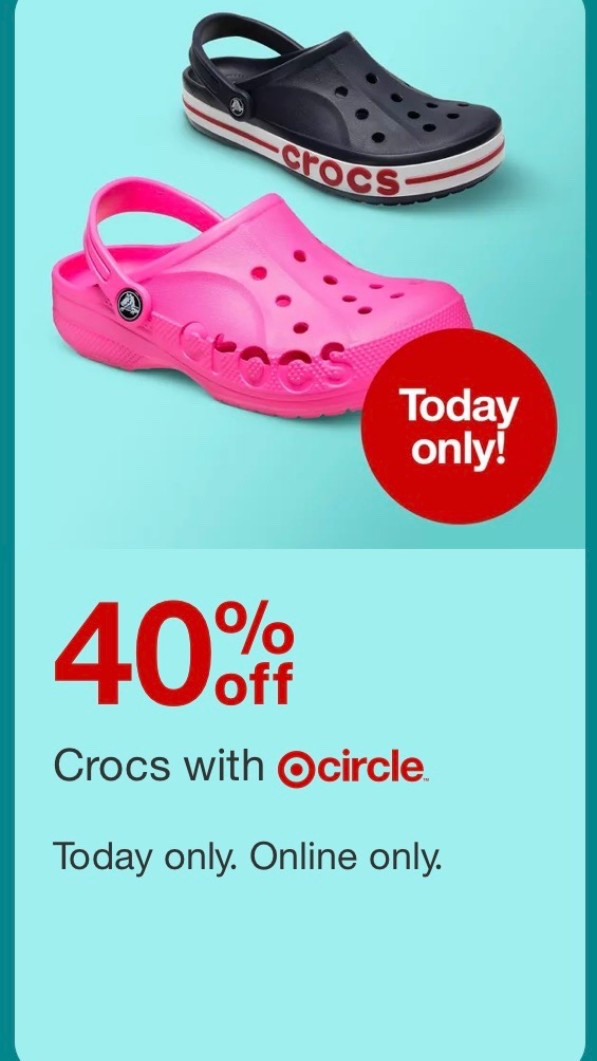 40% off crocs with target circle @Target 🎯

#LTKKids #LTKTravel #LTKSaleAlert