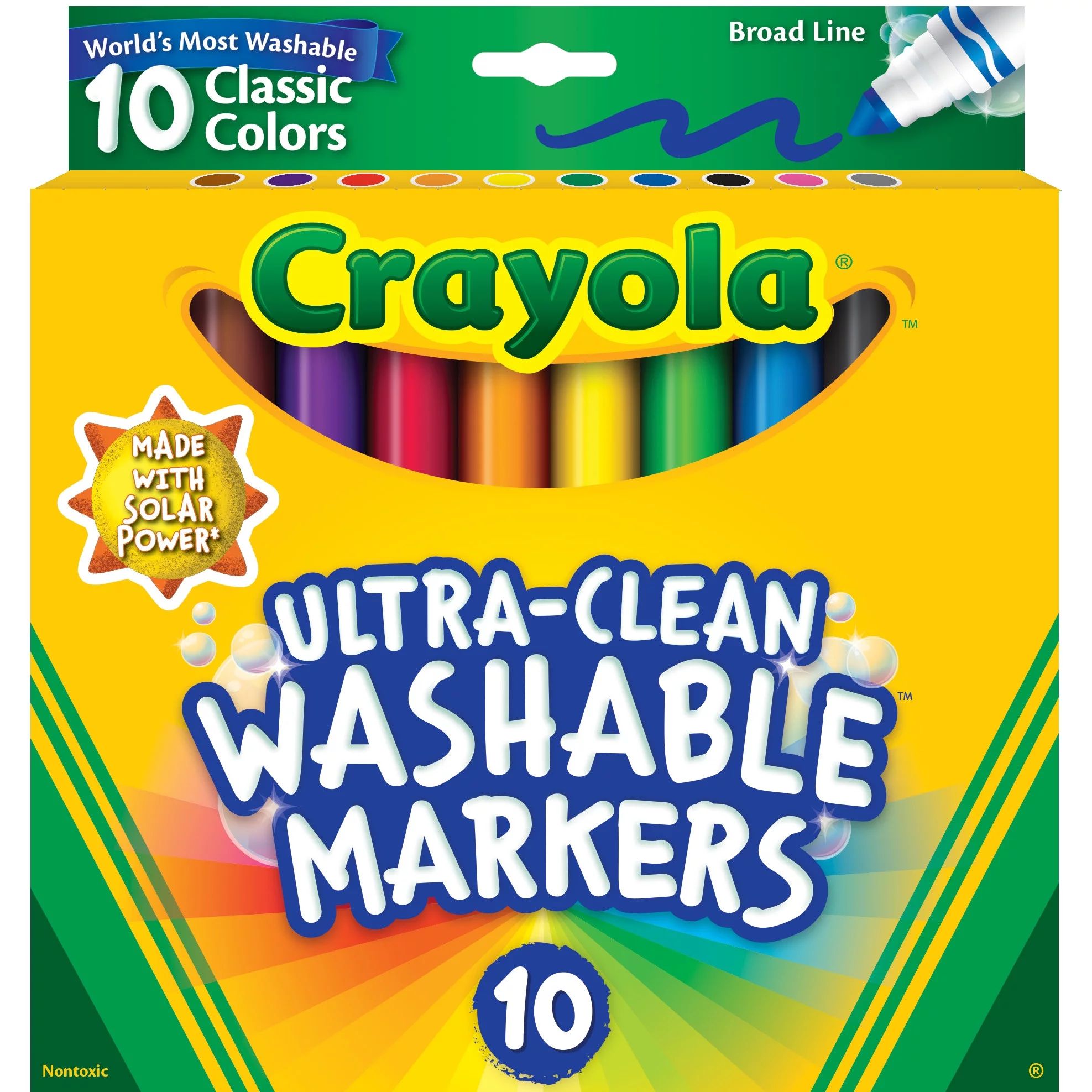 Crayola Ultra-Clean Washable Broad Line Markers, School & Art Supplies, 10 Ct | Walmart (US)