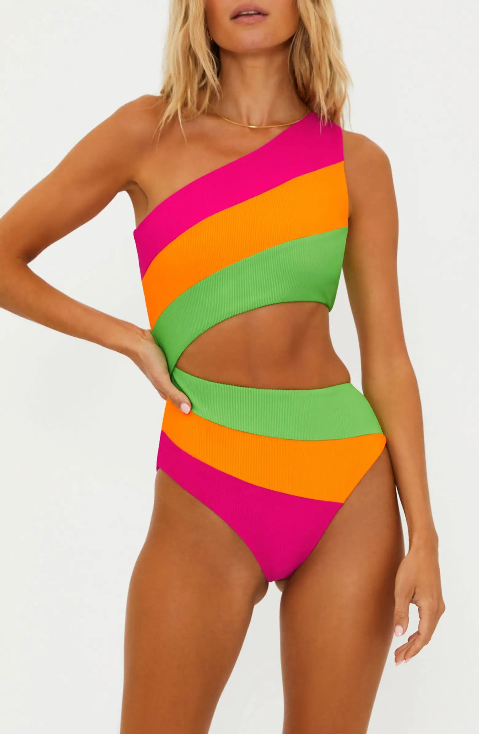 Beach Riot Joyce Stripe Cutout One-Piece Swimsuit | Nordstrom | Nordstrom