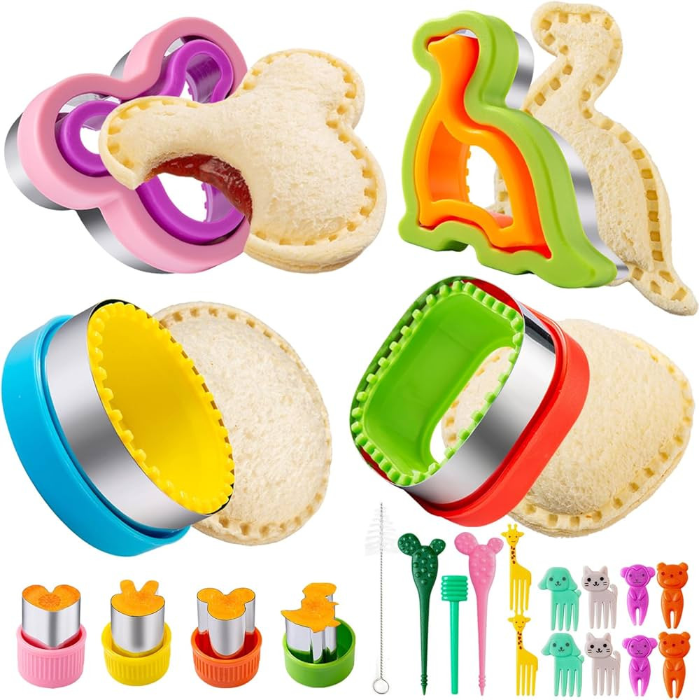 Sandwich Cutter for Kids Lunch 22 Pcs (LARGE), Nifogo Sandwich Maker, Cookie Cutters and Sealer S... | Amazon (US)
