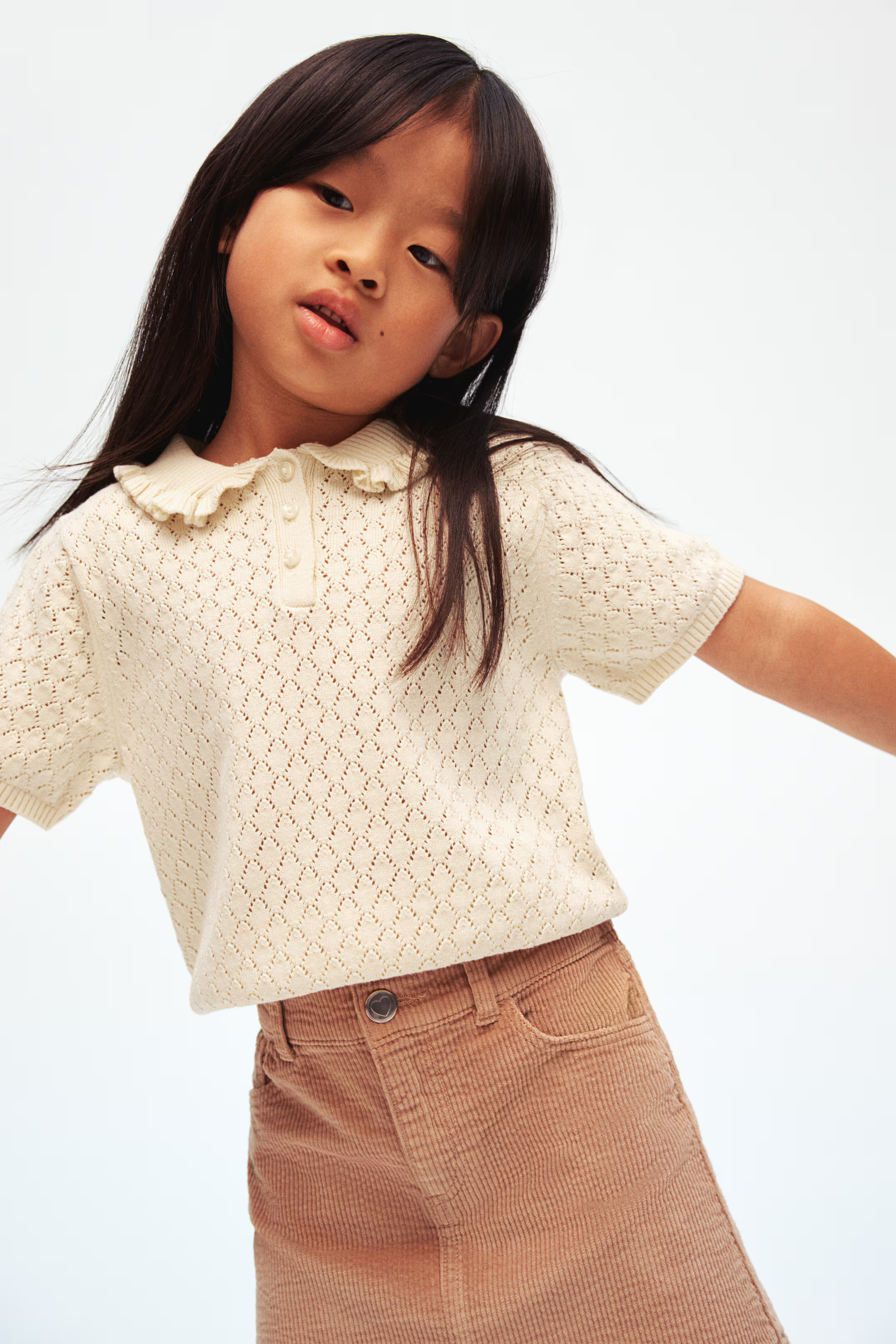 Pointelle-Knit Sweater - Light beige - Kids | H&M US | H&M (US + CA)