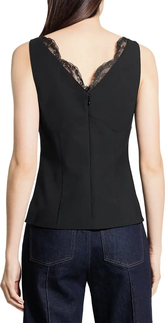 Lace Trim Tailored Virgin Wool Blend Top | Nordstrom
