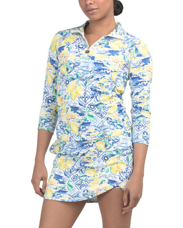 Upf 50 Lemon Printed Movement Half Zip Top | Golf & Tennis | Marshalls | Marshalls