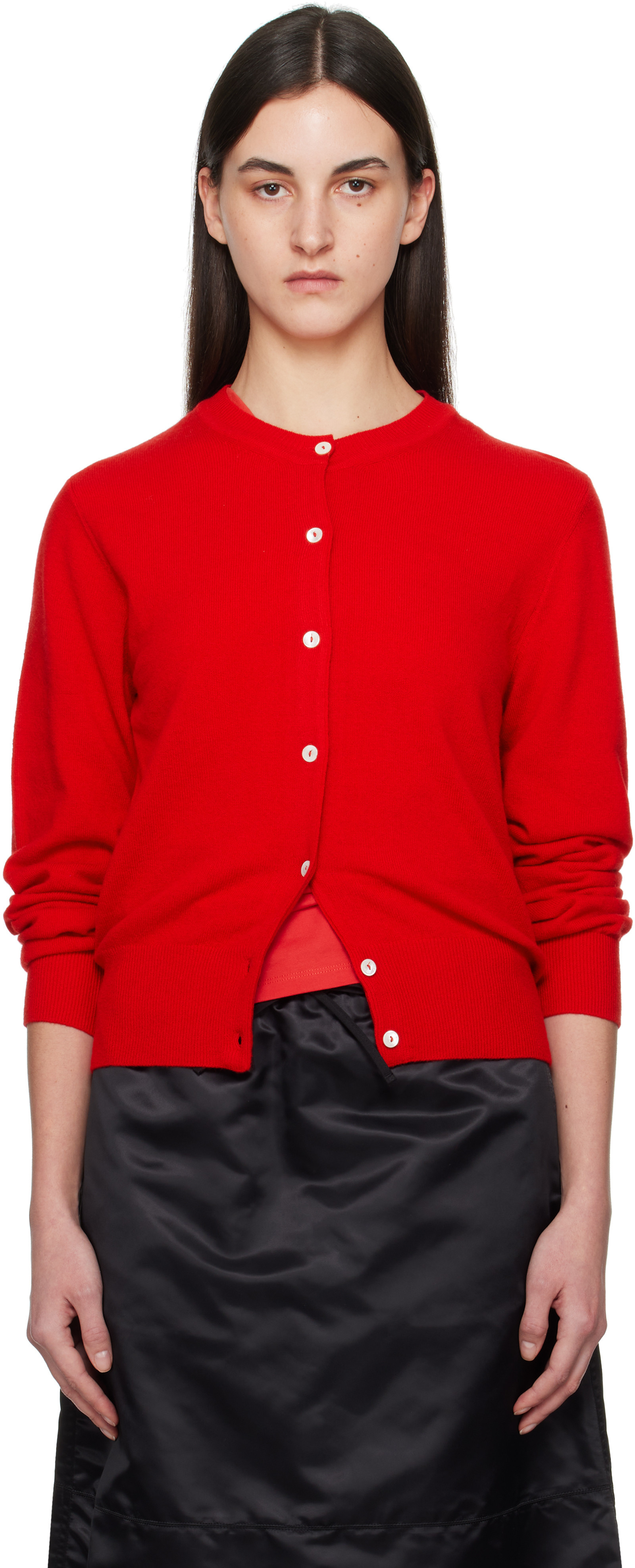 Nothing Written Red Emitt Wool Round Cardigan | SSENSE