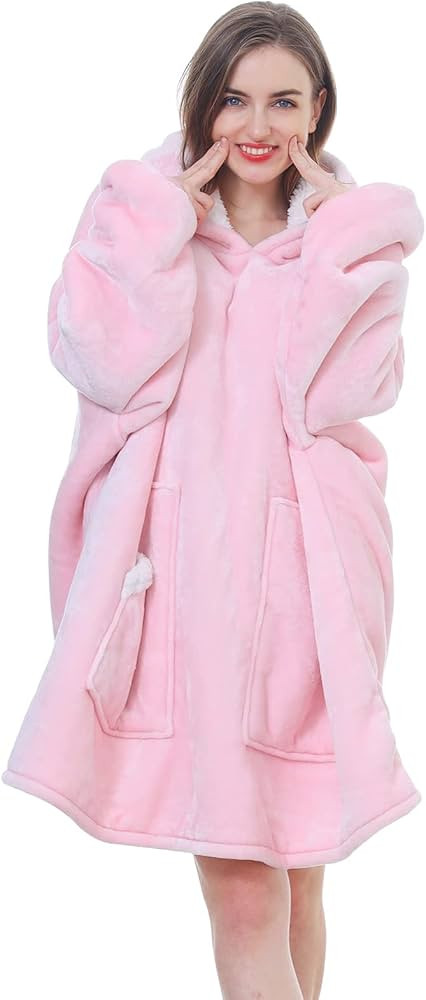 Kipswiza Oversized Wearable Blanket Sherpa Fleece Thick Warm Hoodie Blanket Giant Hooded Sweatshi... | Amazon (US)