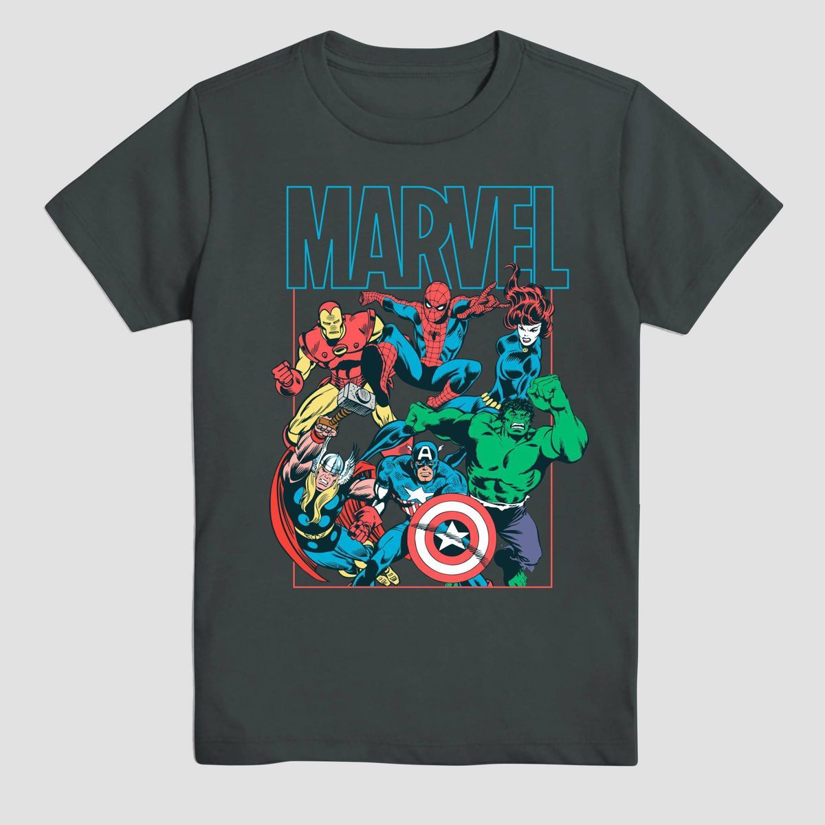 Boys' Marvel Short Sleeve Graphic T-Shirt - Charcoal Gray | Target