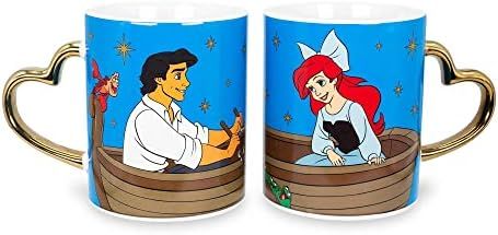 Disney The Little Mermaid Ariel & Eric 14-Ounce Heart-Shaped Handle Ceramic Mugs, Set of 2 | BPA-... | Amazon (US)