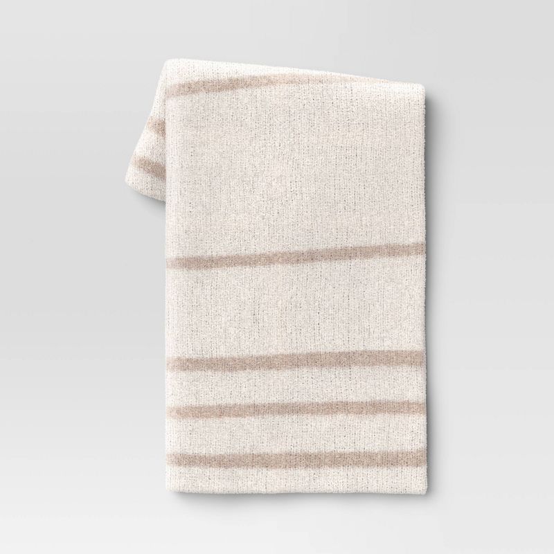 Cozy Feathery Knit Border Striped Throw Blanket  - Threshold™ | Target