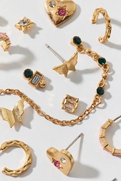 Kiki Gem Metal Multi Earring Set | Urban Outfitters (US and RoW)