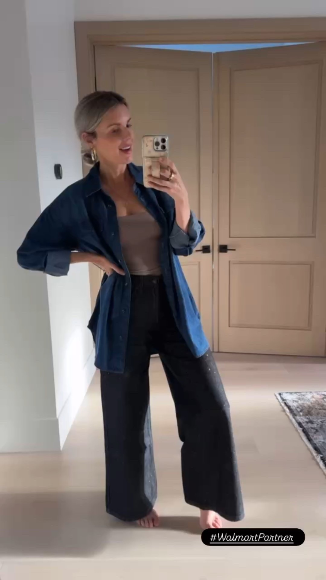 I could not love this outfit more and it’s so affordable! I’m wearing a size small in the button up, but it’s still very oversized. I’m also wearing a size small in the tank, but it’s very tight and I wish I sized up one to a medium. It’s $11 but I’ll also link the $6 long sleeve layering top that I use all the time too! I linked similar black wide leg jeans too.

#LTKPetite #LTKSeasonal #LTKootd