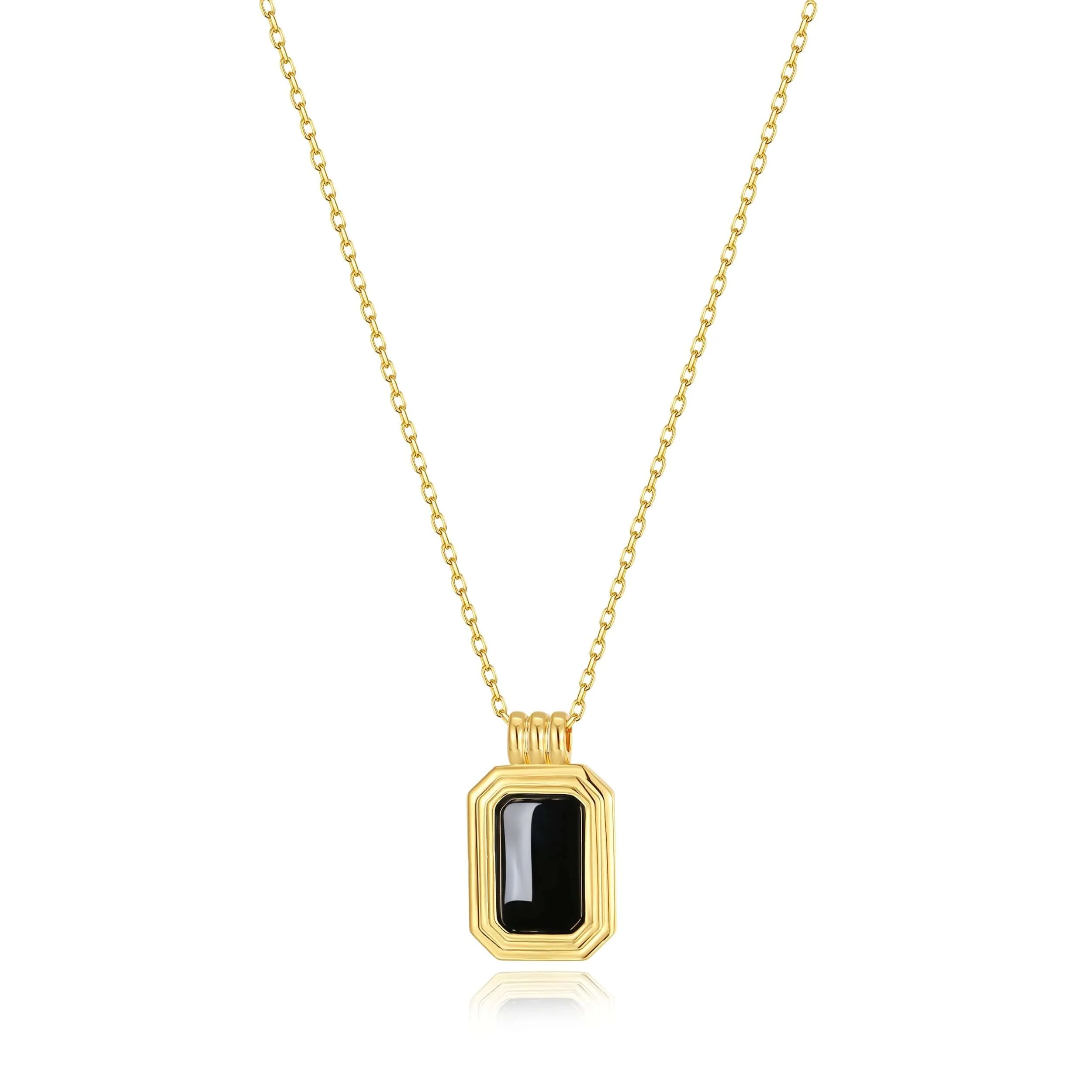 「Nocturne」Black Onyx Rectangle Necklace | Suihe Jewelry