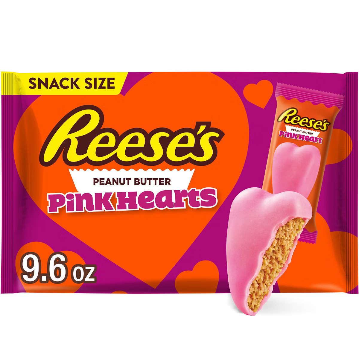 Reese's Valentine's Day Peanut Butter Pink Hearts Candy Snack Size - 9.6oz | Target