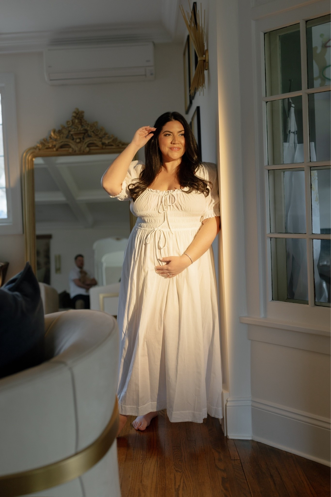 The perfect white midi from Doen, sized up for pregnancy

#LTKootd #LTKSeasonal #LTKBump
