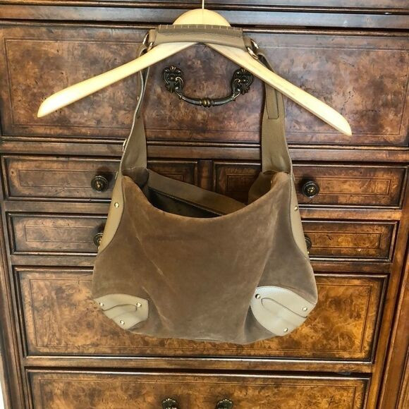 FURLA brown suede and leather purse | Poshmark