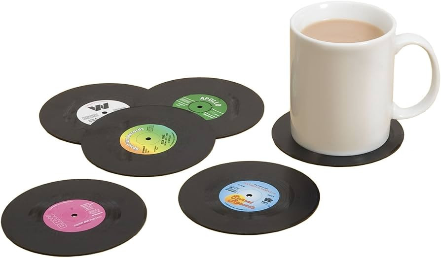 Retro Vinyl Coasters 6-Pack, Cool Drinks Coasters, Great Housewarming Gift, Music Lovers Gift ide... | Amazon (US)